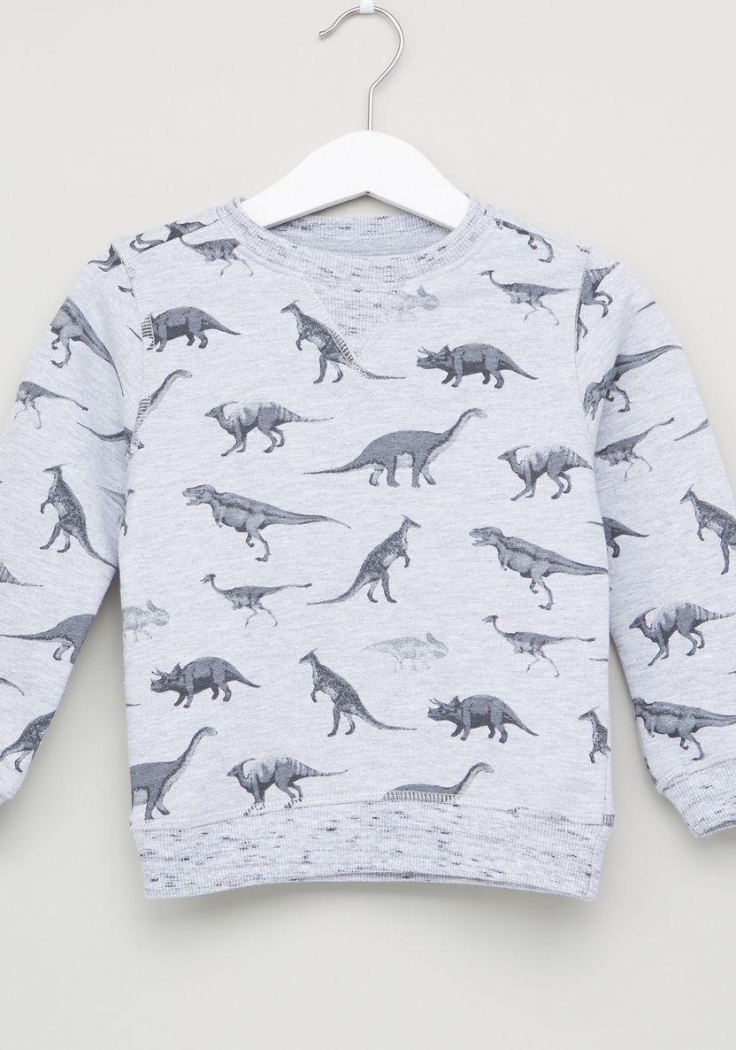 Juniors Printed Round Neck Sweatshirt-Sweaters and Cardigans-image-0