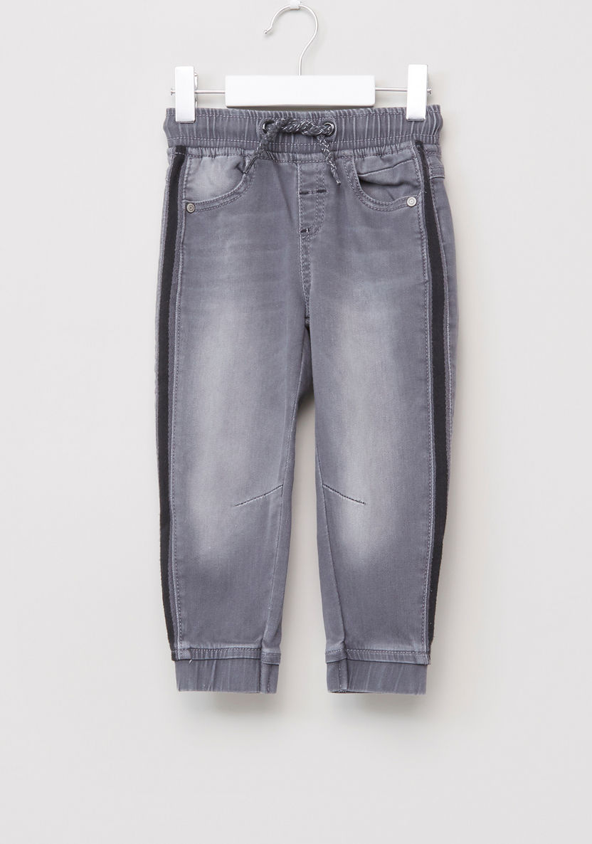 Juniors Pull On Denim Pants with Side Tape-Jeans-image-0