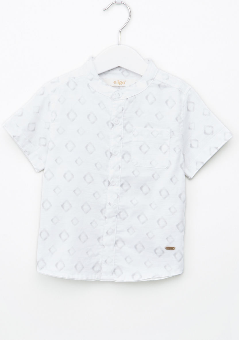 Eligo Printed Mandarin Short Sleeves Shirt-Shirts-image-0