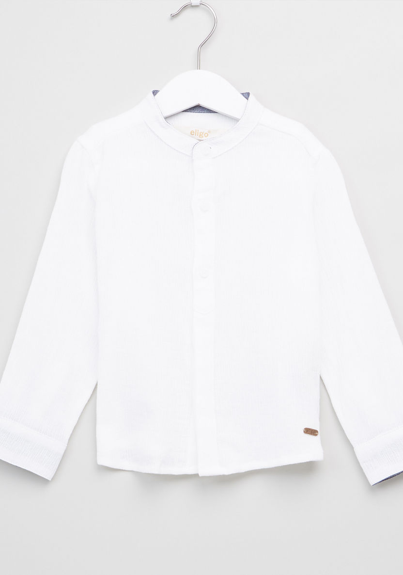 Giggles Mandarin Collar Long Sleeves Shirt-Shirts-image-0
