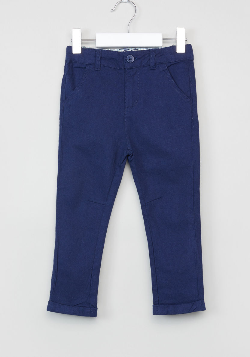 Eligo Full Length Pants with Button Closure and Pocket Detail-Pants-image-0