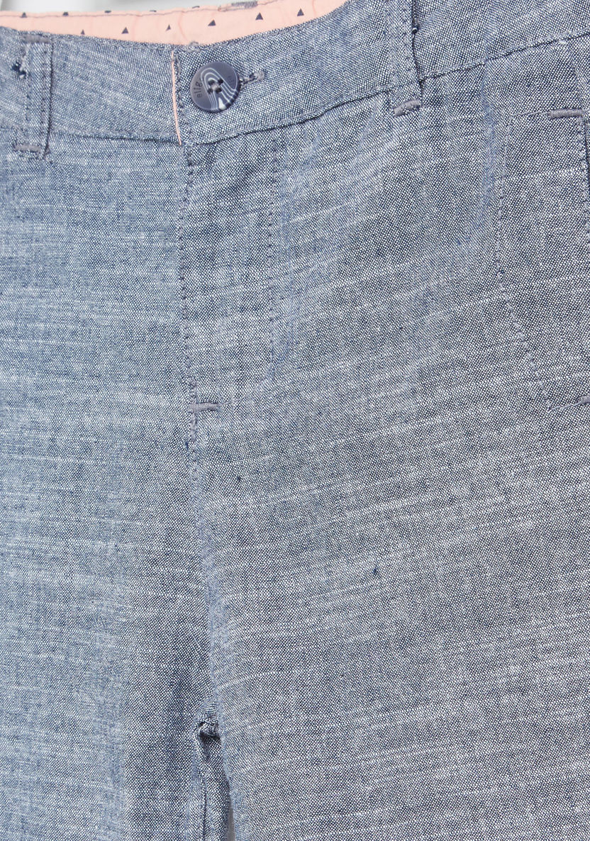 Eligo Chambray Shorts with Pocket Detail and Button Closure-Shorts-image-1