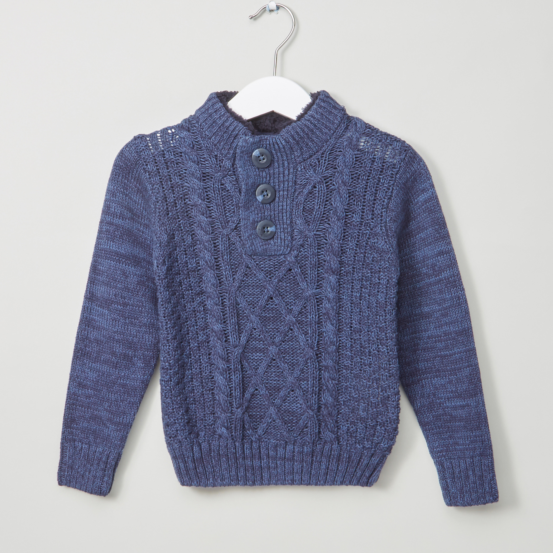 Eligo Henley Neck Cable Knitwear-baby-boys-clothing-winterwear-jacketsandblazers-image-1