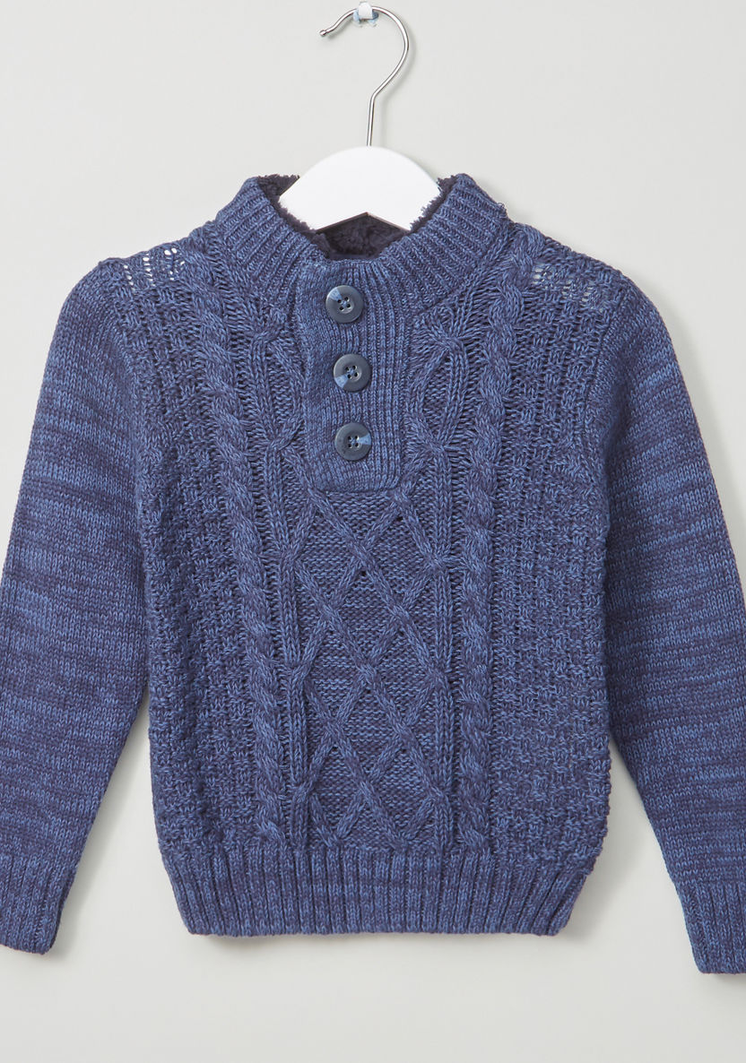 Eligo Henley Neck Cable Knitwear-Coats and Jackets-image-0