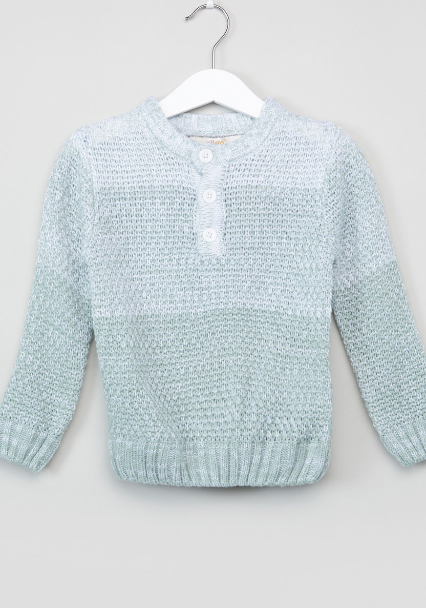 Eligo Textured Henley Neck Sweater-Sweaters and Cardigans-image-0