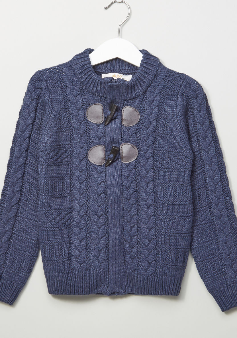 Eligo Textured Open Front Cardigan-Sweaters and Cardigans-image-0