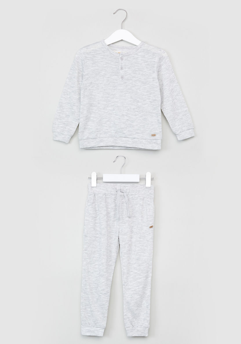 Eligo Henley Neck Long Sleeves T-shirt with Jog Pants-Clothes Sets-image-0