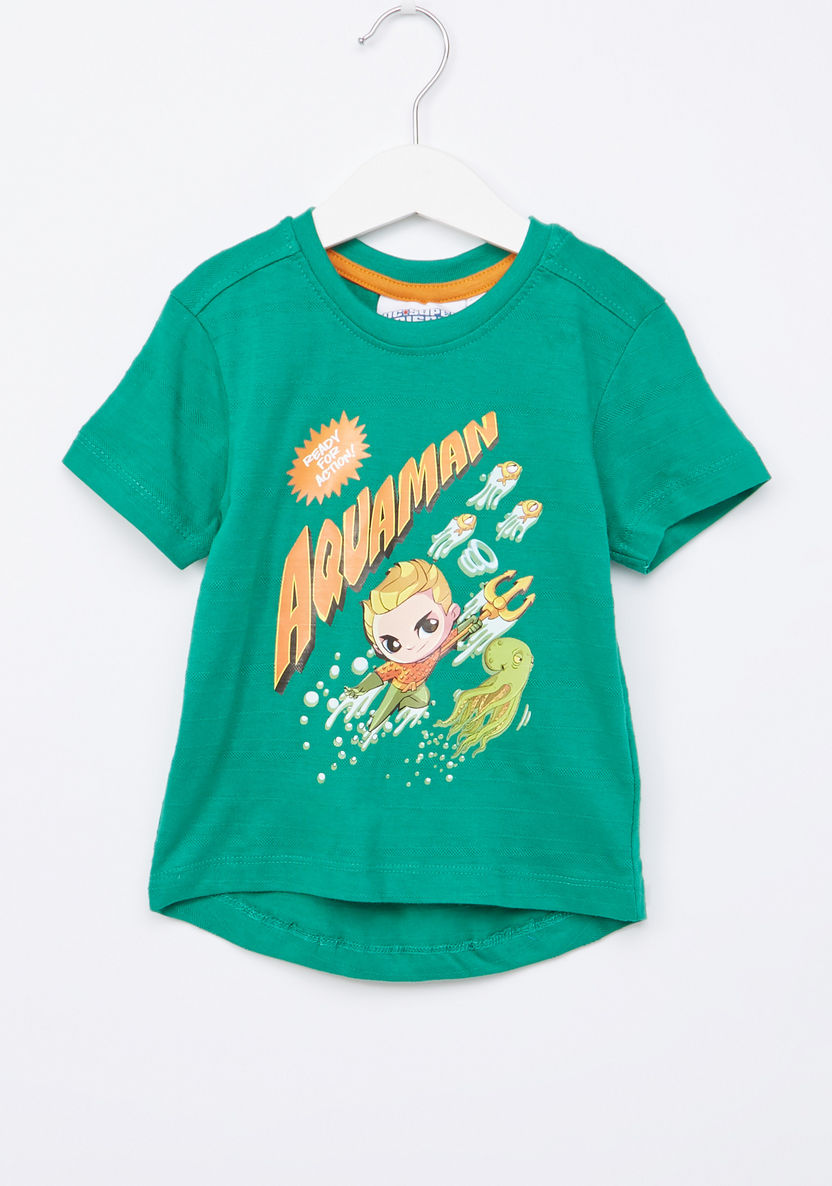 Aquaman Printed Round Neck T-shirt with Short Sleeves-T Shirts-image-0