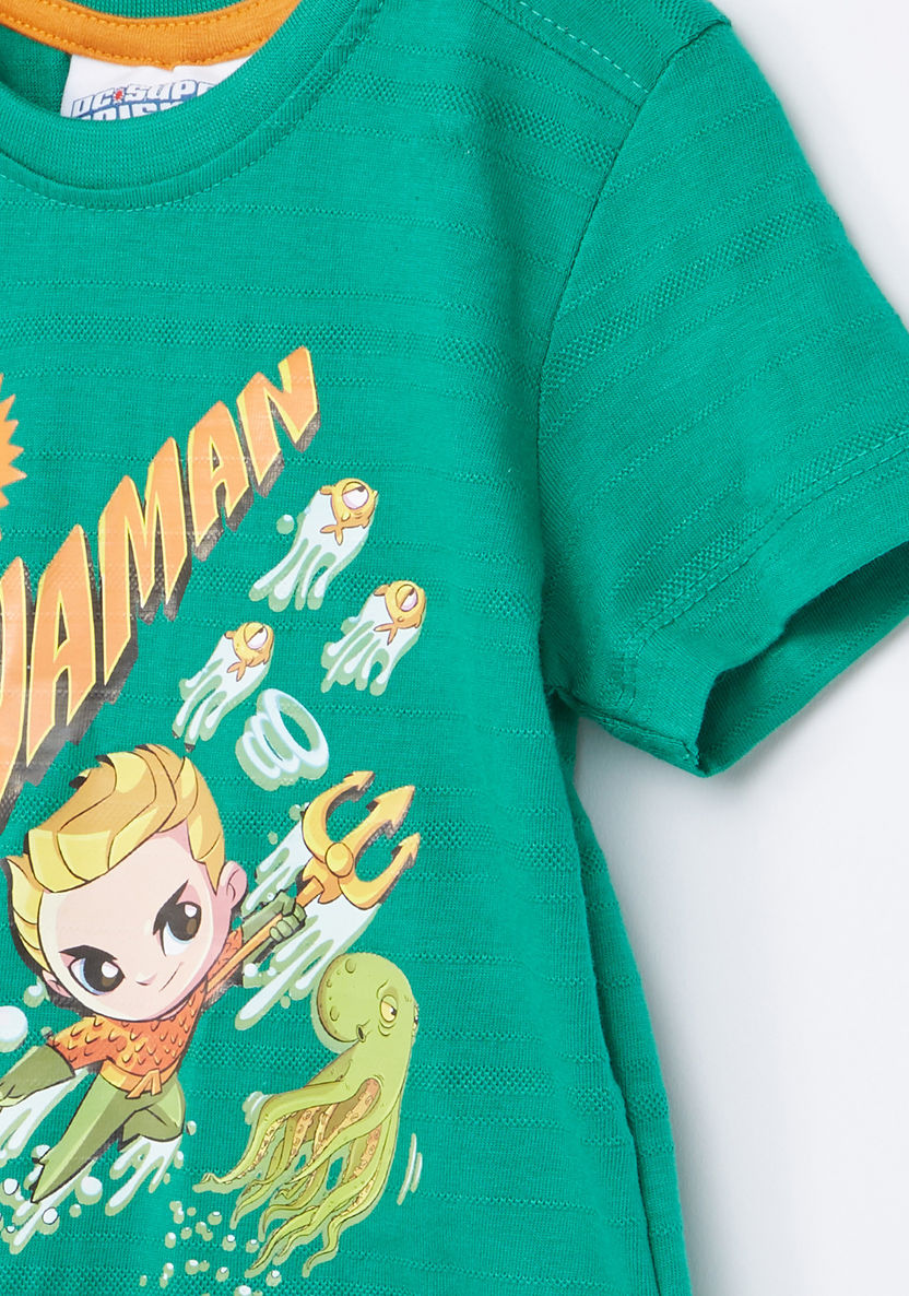 Aquaman Printed Round Neck T-shirt with Short Sleeves-T Shirts-image-1