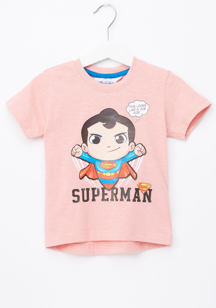 Superman Printed Round Neck Short Sleeves T-shirt-T Shirts-image-0