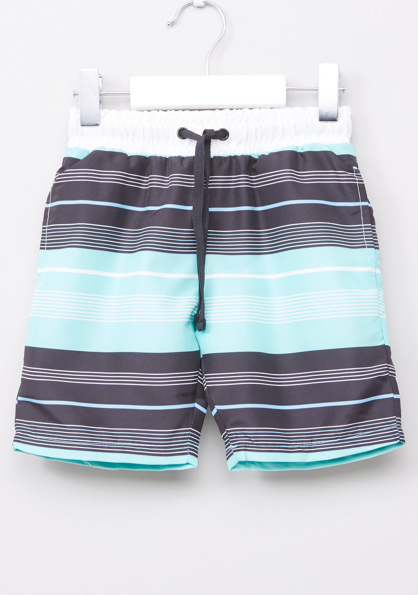 Juniors Striped Board Shorts with Elasticised Waistband-Swimwear-image-0