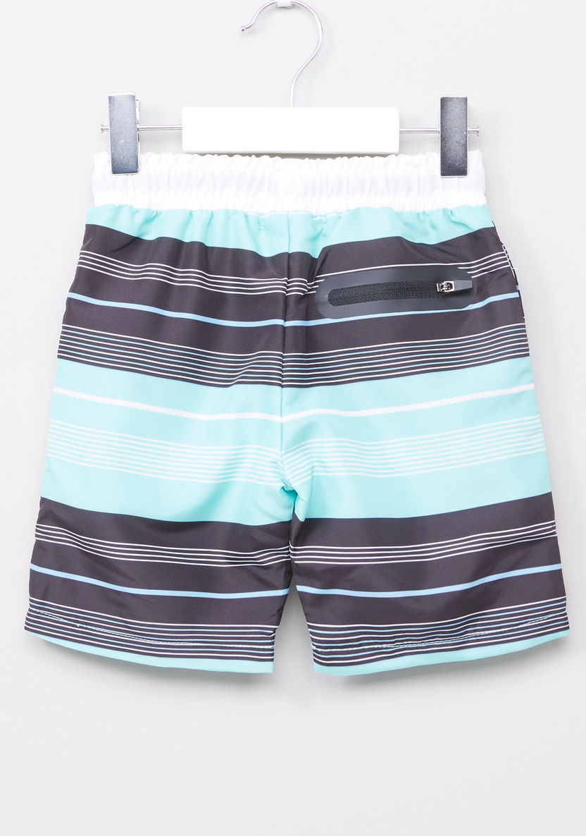 Juniors Striped Board Shorts with Elasticised Waistband-Swimwear-image-2