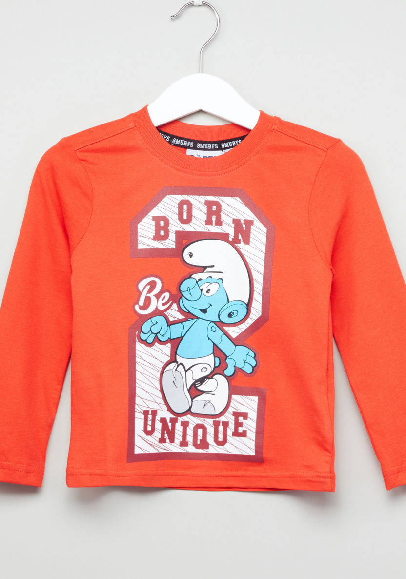The Smurfs Graphic Printed Long Sleeves T-shirt-T Shirts-image-0