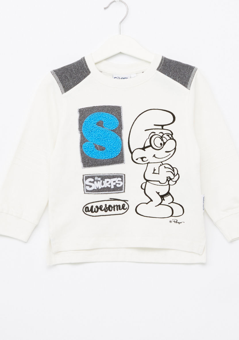 The Smurfs Embroidered Long Sleeves Sweatshirt with Jog Pants-Clothes Sets-image-1