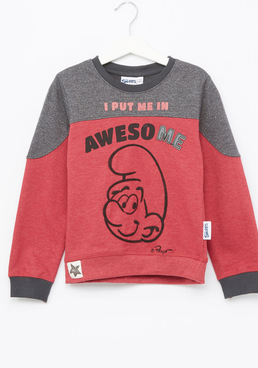The Smurfs Printed Long Sleeves Sweatshirt with Jog Pants-Clothes Sets-image-1