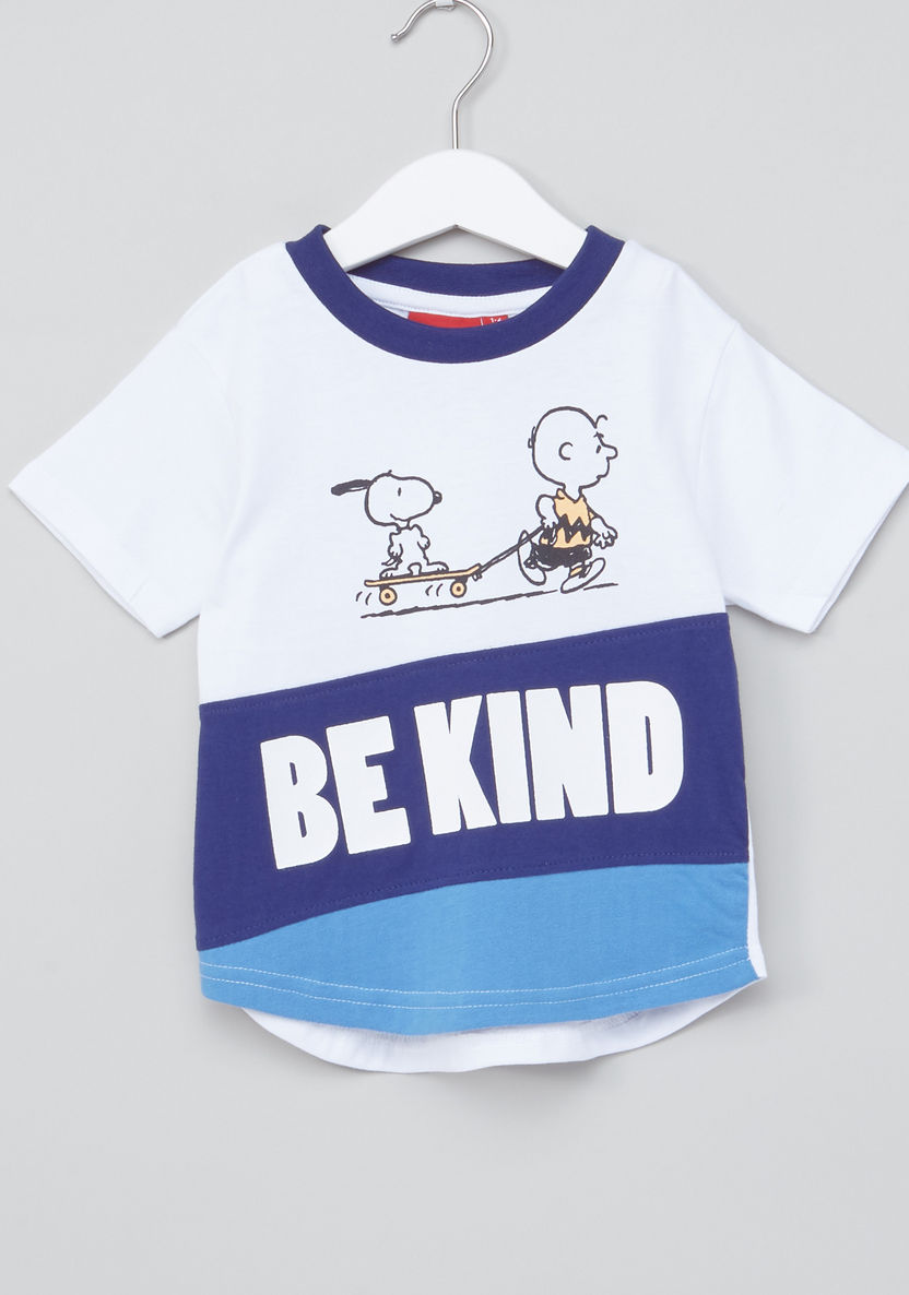 Snoopy Printed Round Neck T-shirt-T Shirts-image-0
