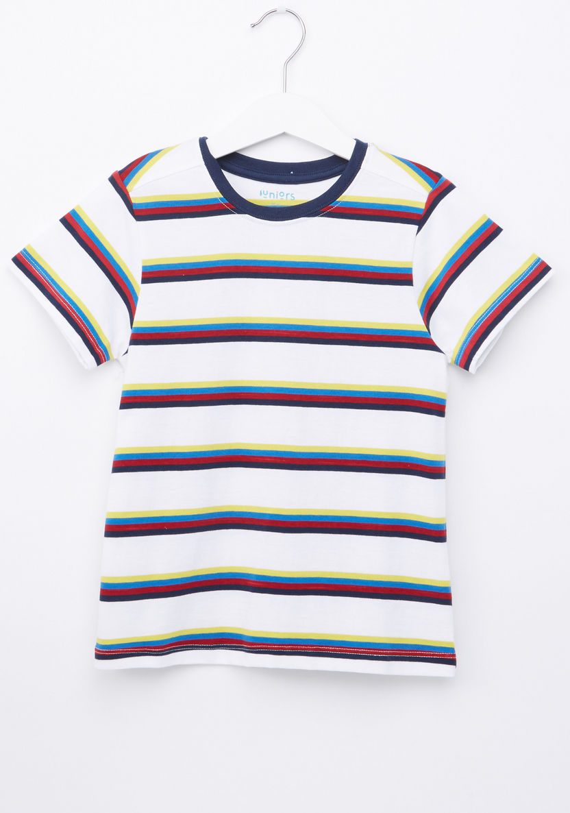 Juniors Striped Round Neck T-shirt-T Shirts-image-0