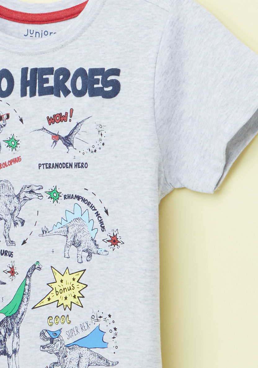 Juniors Dino Heroes Printed Short Sleeves T-shirt-T Shirts-image-1