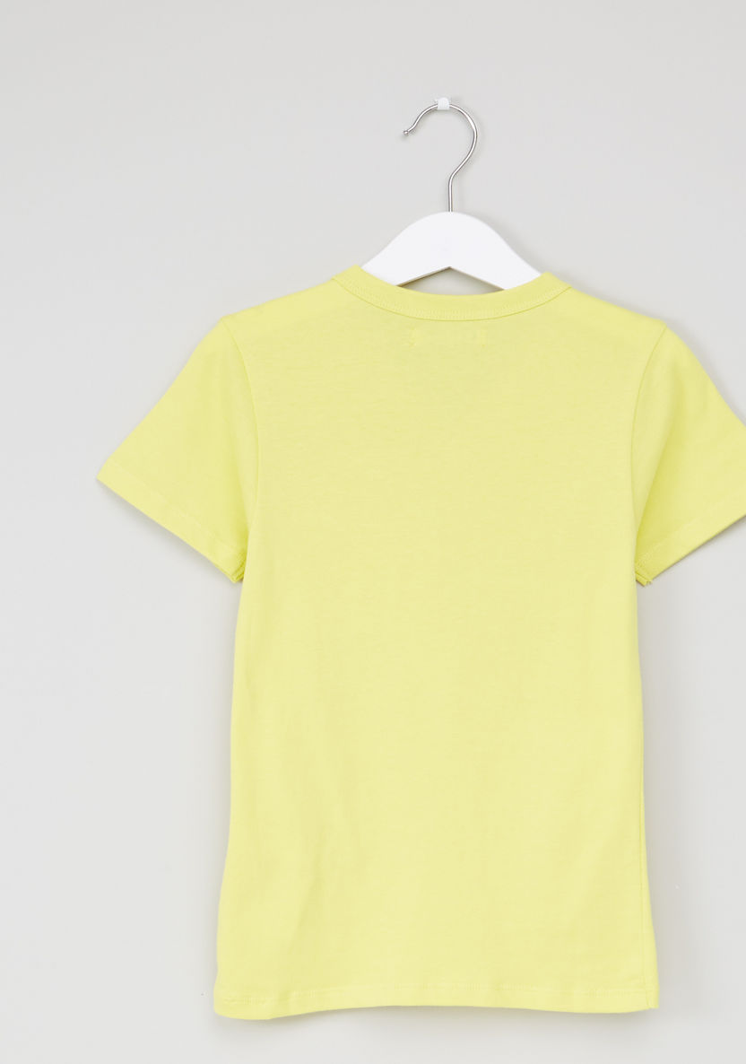 Juniors V-Neck T-shirt with Short Sleeves and Pocket Detail-T Shirts-image-2