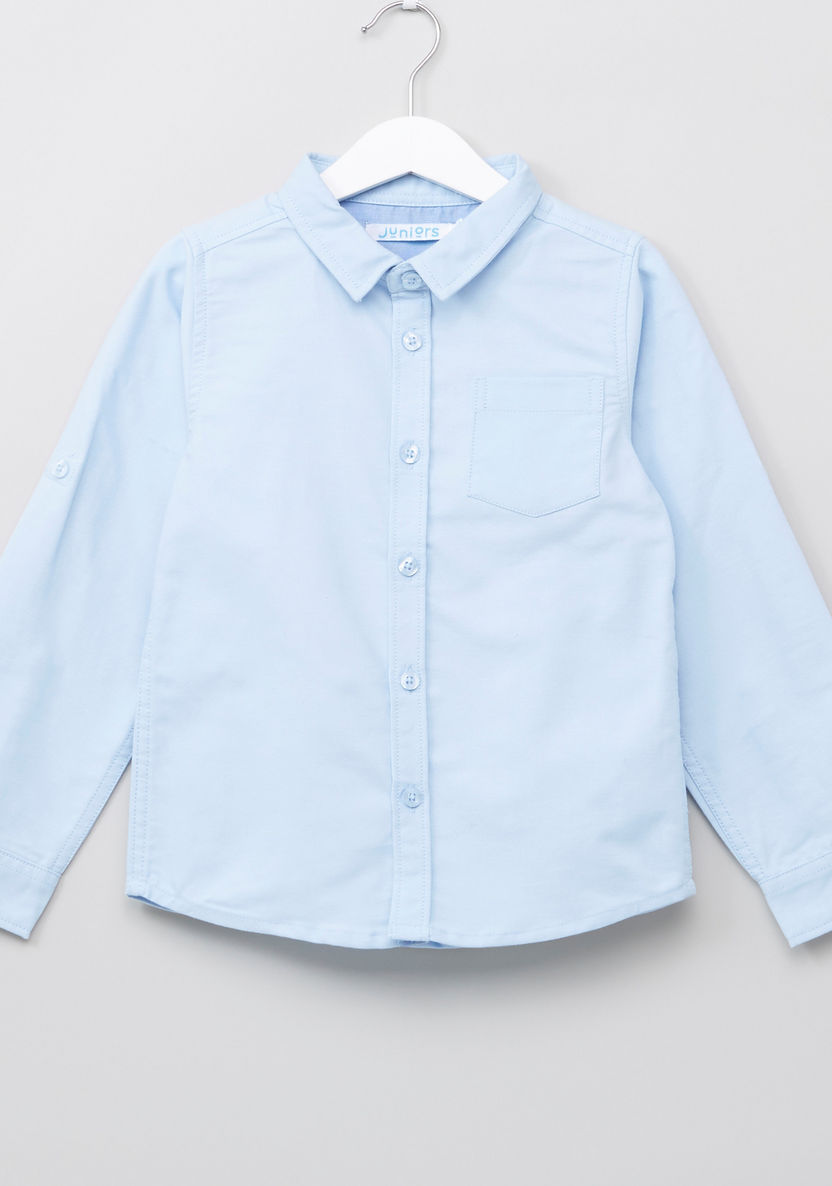 Juniors Pocket Detail Long Sleeves Shirt-Shirts-image-0