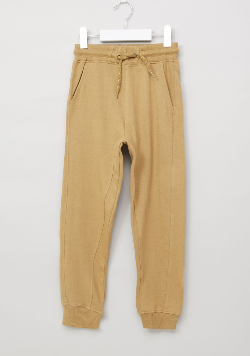 Juniors Textured Full Length Jog Pants with Elasticised Waistband-Joggers-image-0