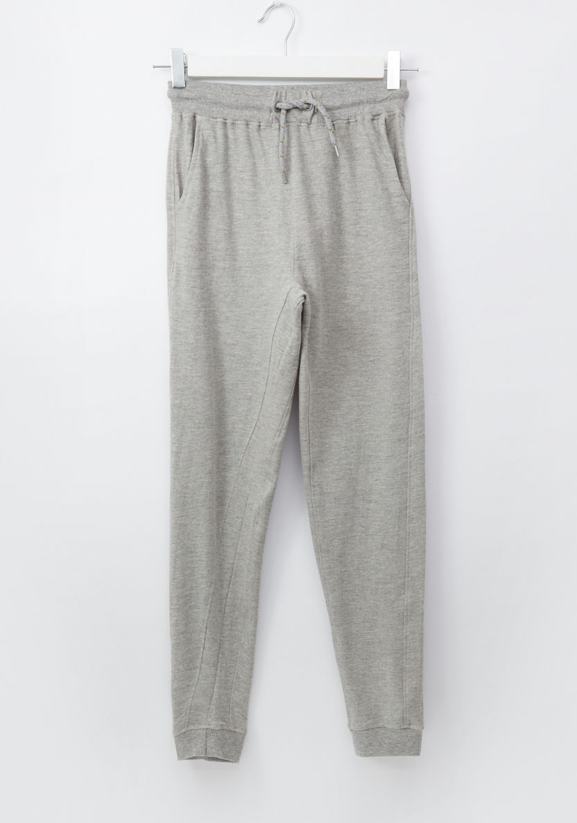 Juniors Textured Full Length Jog Pants with Elasticised Waistband-Joggers-image-0