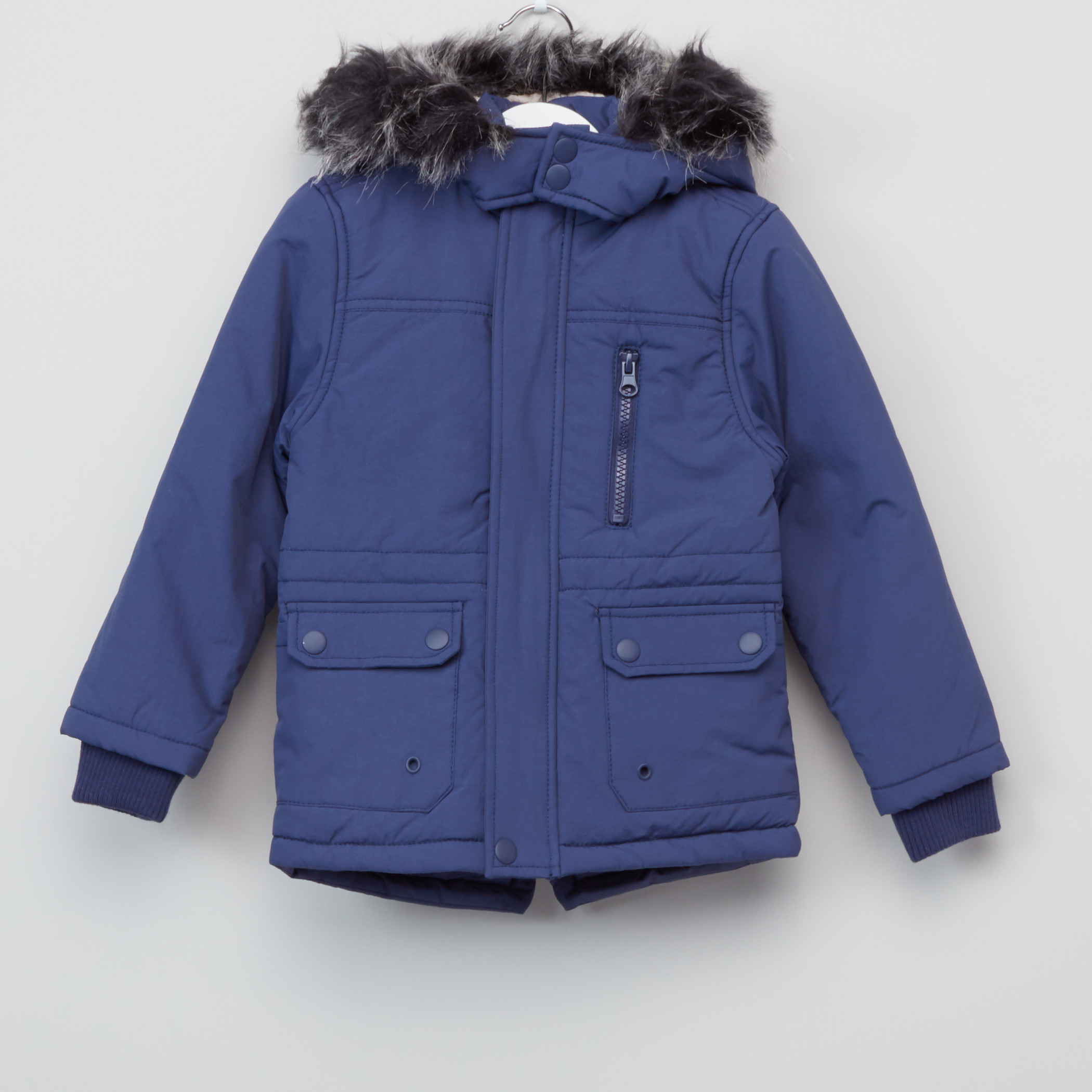 Juniors Parka Hooded Jacket with Pocket Detail and Zip Closure-boys-clothing-jacketsandcoats-image-1