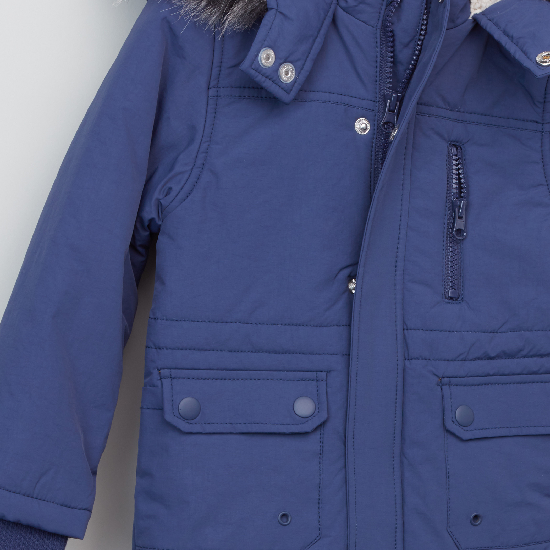 Juniors Parka Hooded Jacket with Pocket Detail and Zip Closure-boys-clothing-jacketsandcoats-image-2