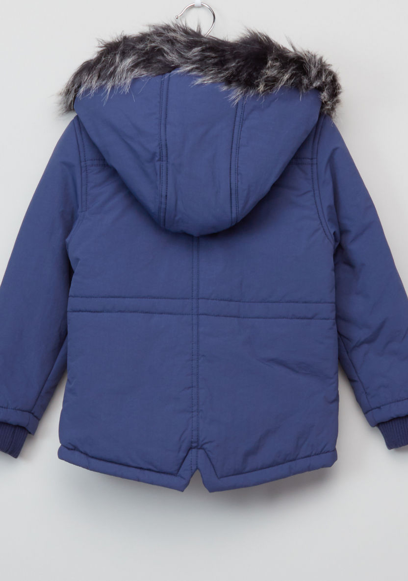 Juniors Parka Hooded Jacket with Pocket Detail and Zip Closure-Coats and Jackets-image-2