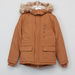 Juniors Parka Hooded Jacket with Pocket Detail and Zip Closure-Coats and Jackets-thumbnail-0