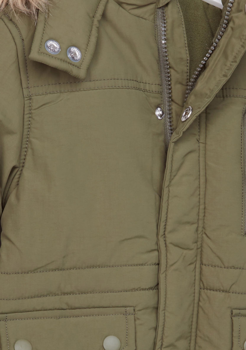 Juniors Parka Hooded Jacket with Pocket Detail and Zip Closure-Coats and Jackets-image-1