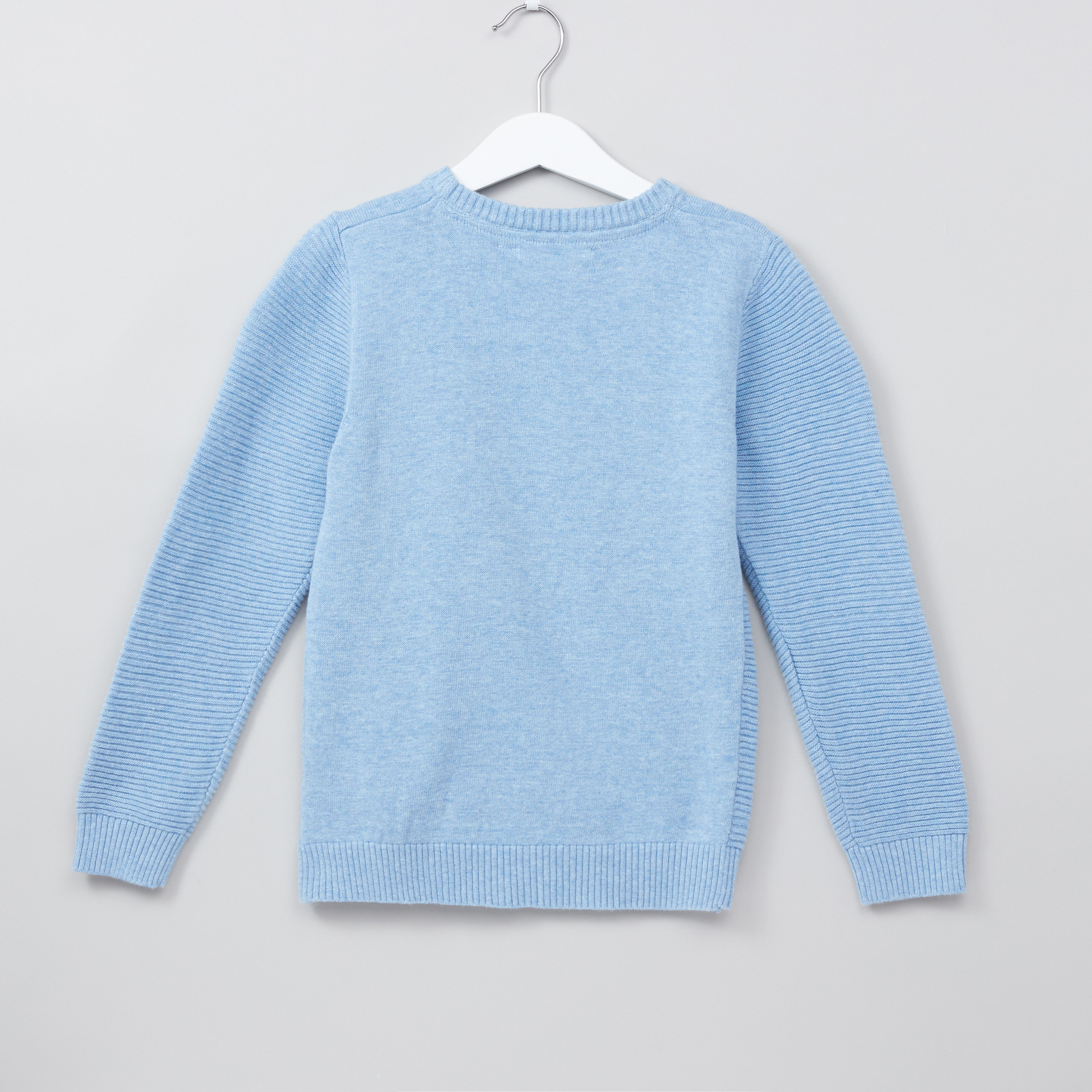 Juniors Textured Round Neck Long Sleeves Sweater-boys-clothing-jumpersandcardigans-image-3
