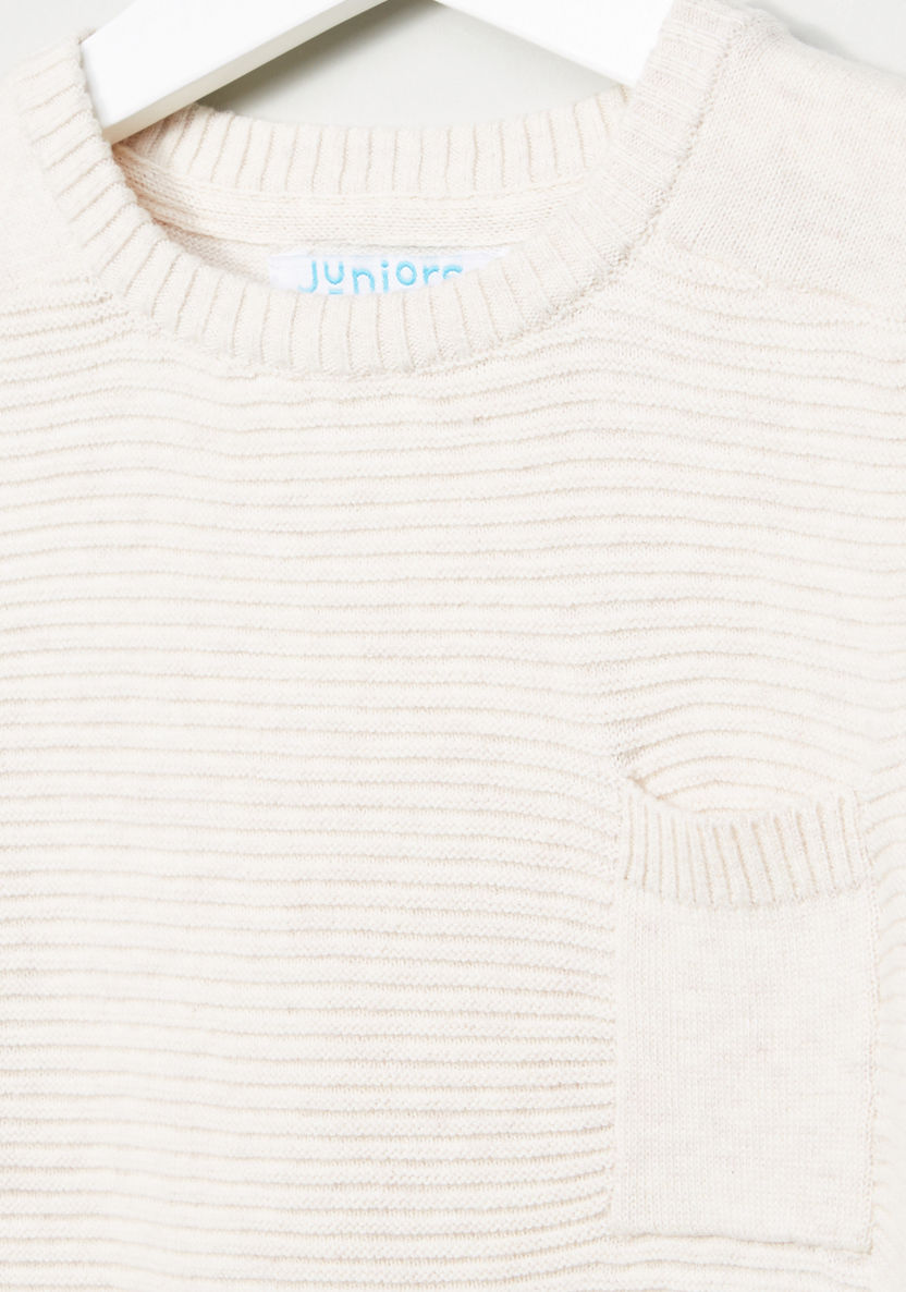 Juniors Textured Round Neck Long Sleeves Sweater-Sweaters and Cardigans-image-1