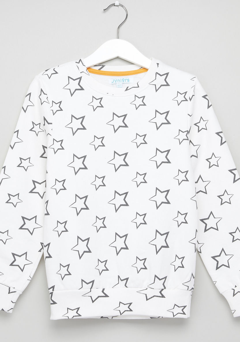 Juniors Star Printed Sweatshirt-Sweaters and Cardigans-image-0