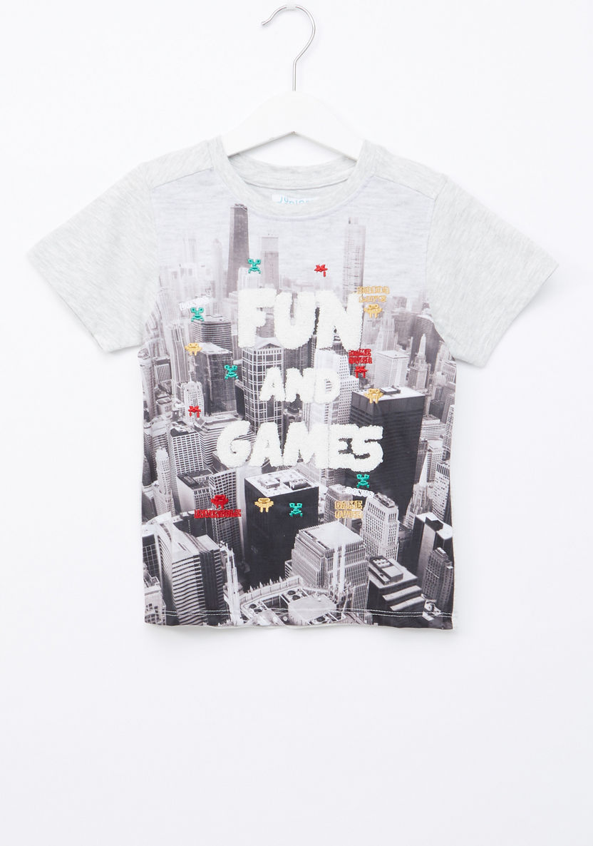 Juniors Printed Round Neck T-shirt-T Shirts-image-0