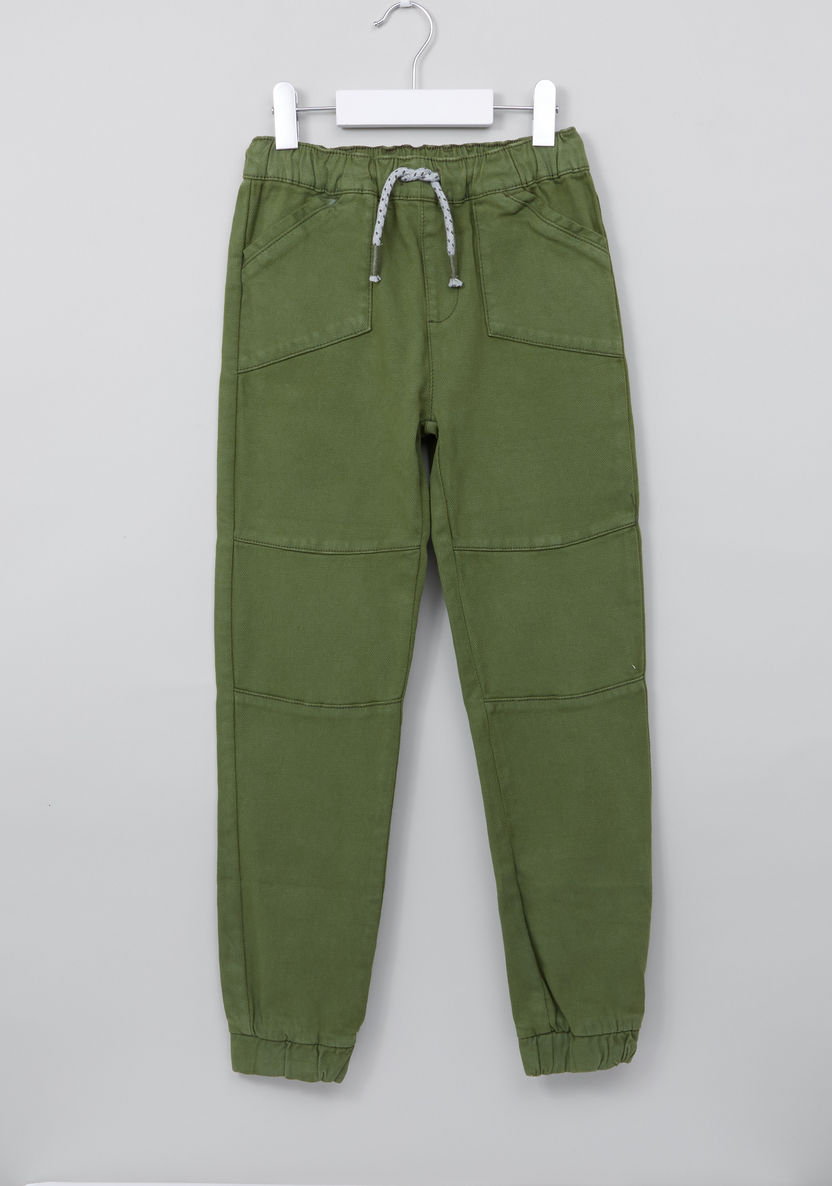 Juniors Jogger Pants with Drawstring Closure and Stitch Detail-Joggers-image-0