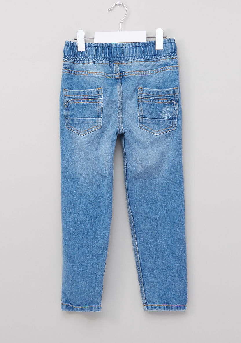 Juniors Full Length Denim Pants with Elasticised Waistband-Jeans-image-2