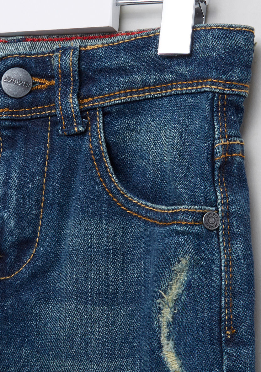 Juniors Denim Pants with Tearing Detail-Jeans-image-1