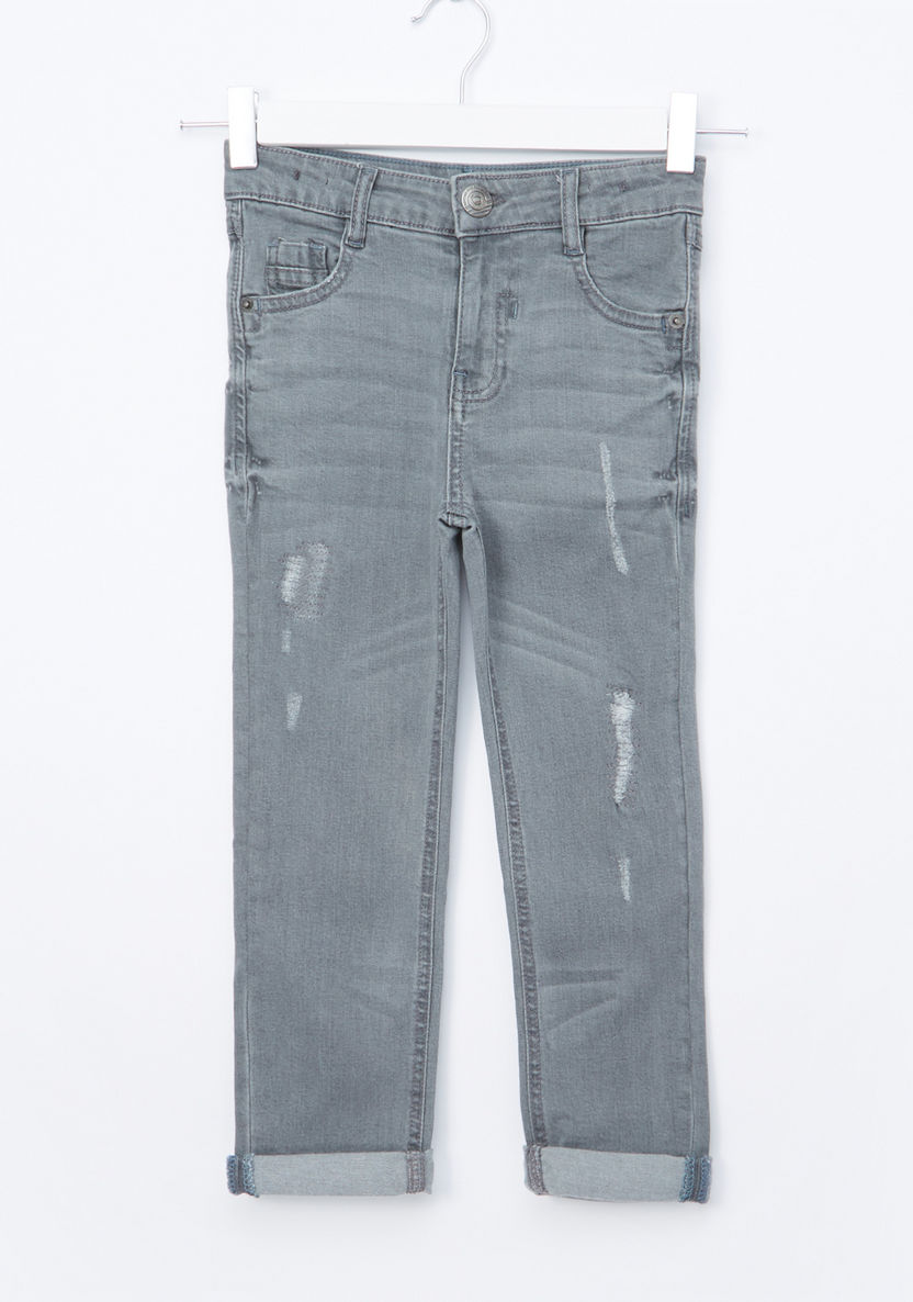 Juniors Washed Denim Pants-Jeans-image-0
