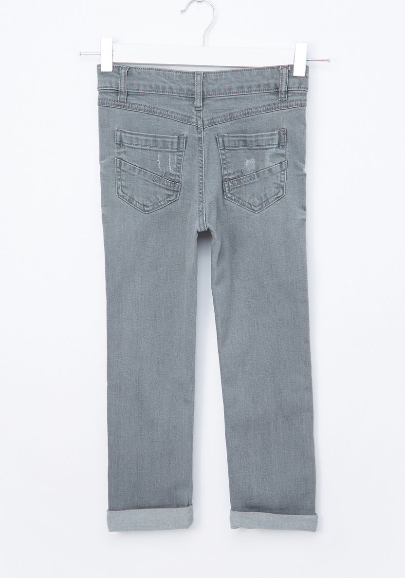 Juniors Washed Denim Pants-Jeans-image-2