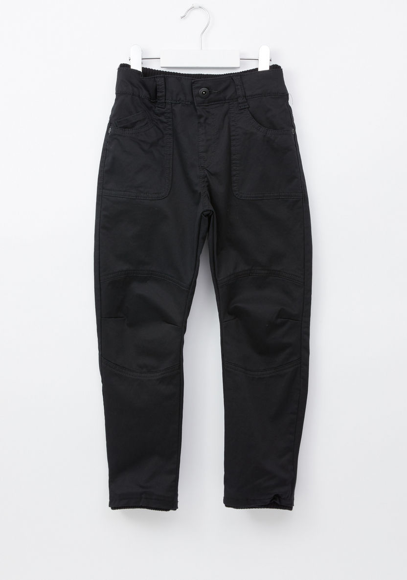 Juniors Full Length Pants with Button Closure and Pocket Detail-Pants-image-0