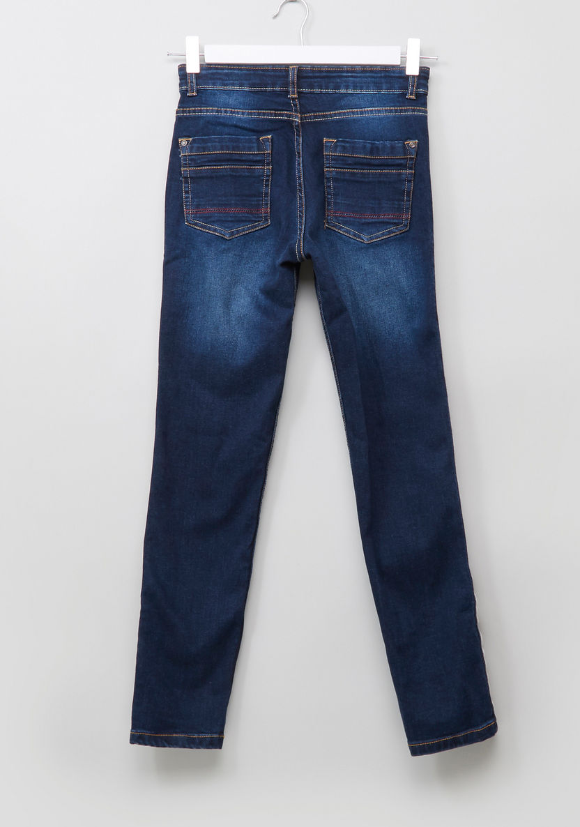 Juniors Denim Pants with Side Tape Details-Jeans-image-2