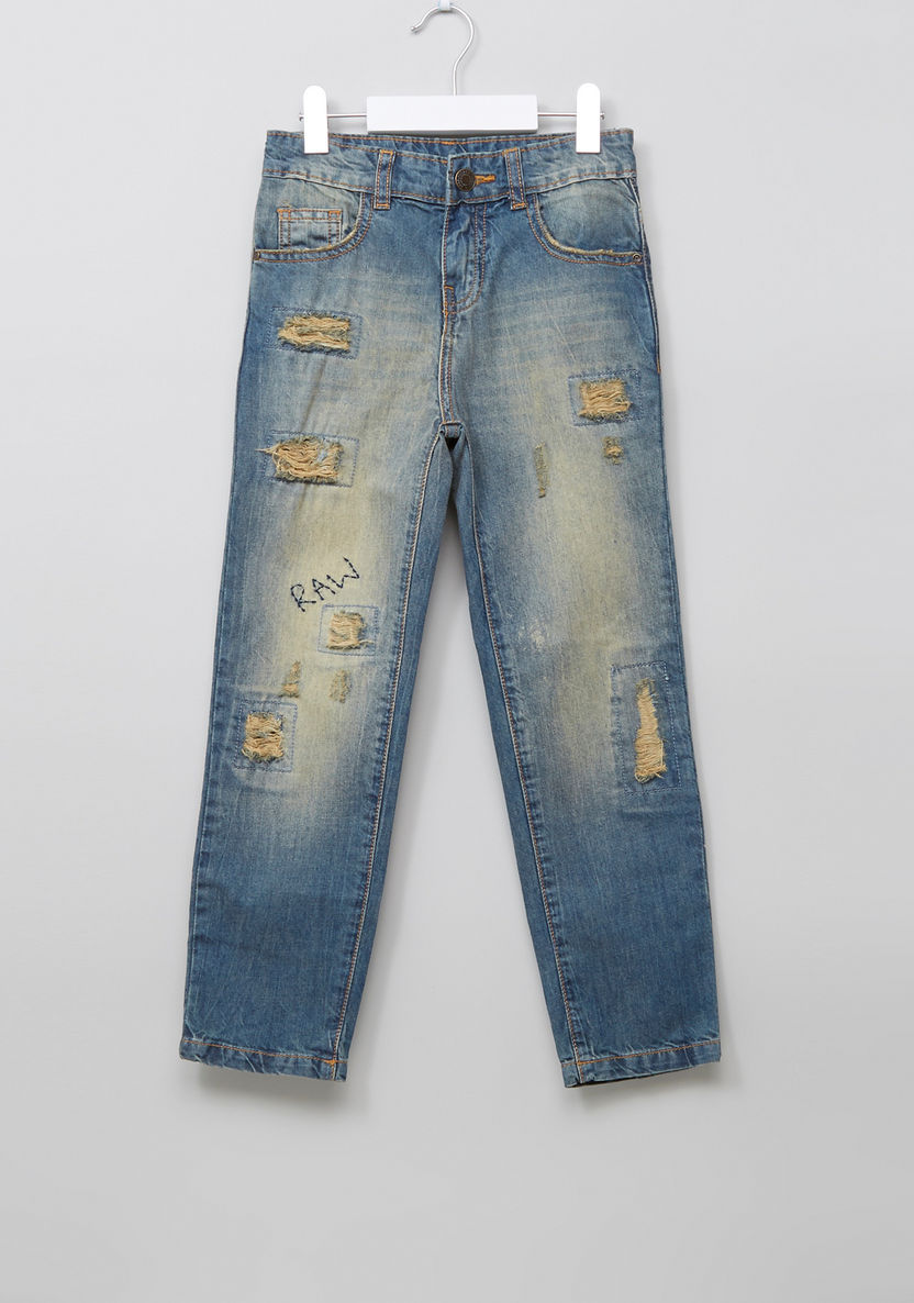 Juniors Rip And Tear Denim Pants-Jeans-image-0