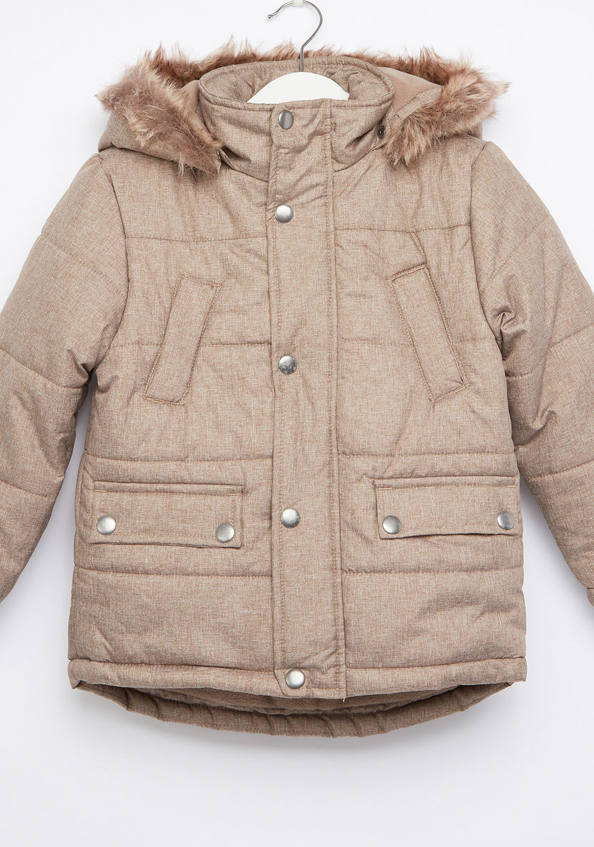 Juniors Pocket Detail Hooded Jacket-Coats and Jackets-image-0