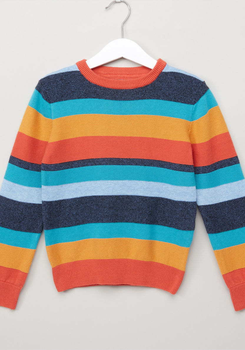 Juniors Striped Long Sleeves Sweater-Sweaters and Cardigans-image-0
