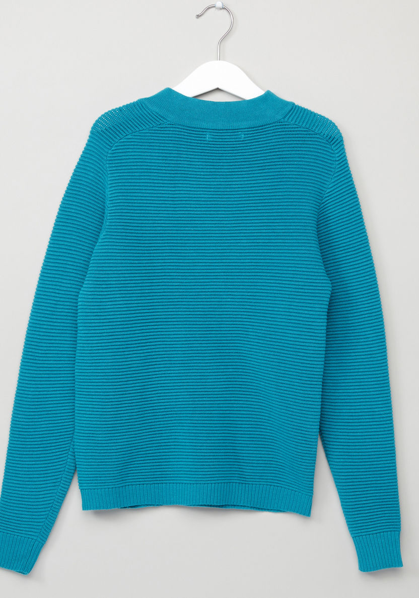 Juniors Textured Round Neck Sweater-Sweaters and Cardigans-image-2