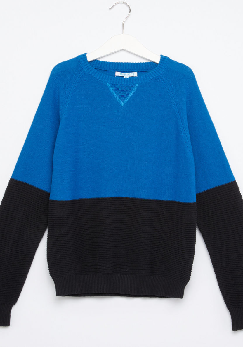 Juniors Ribbed Raglan Sleeves Pullover-Sweaters and Cardigans-image-0