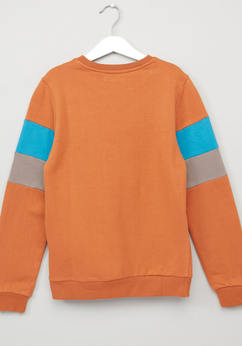 Juniors Melange Sweat Top with Panel Stripes-Sweaters and Cardigans-image-2