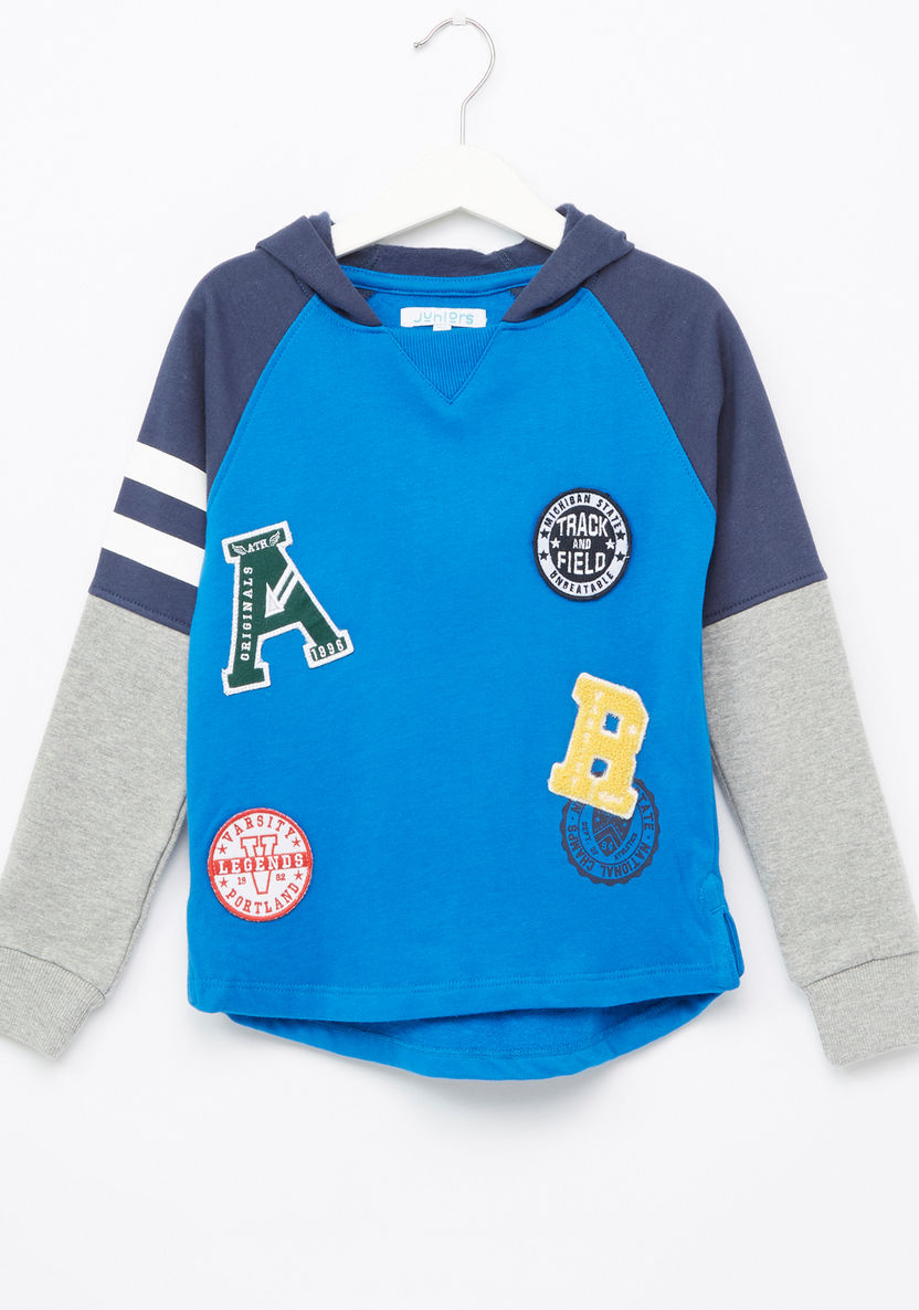 Juniors Printed Sweat Top with Hood-Sweaters and Cardigans-image-0
