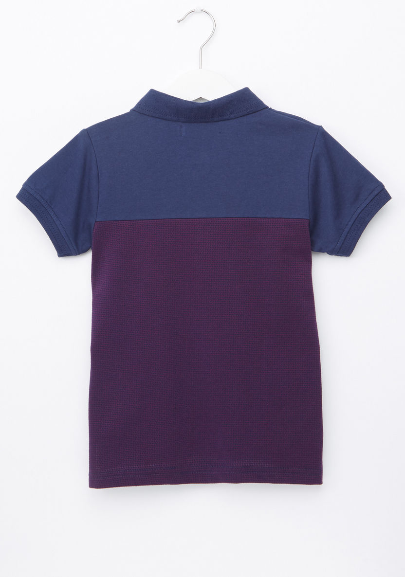 Juniors Textured Polo Neck T-shirt-T Shirts-image-2